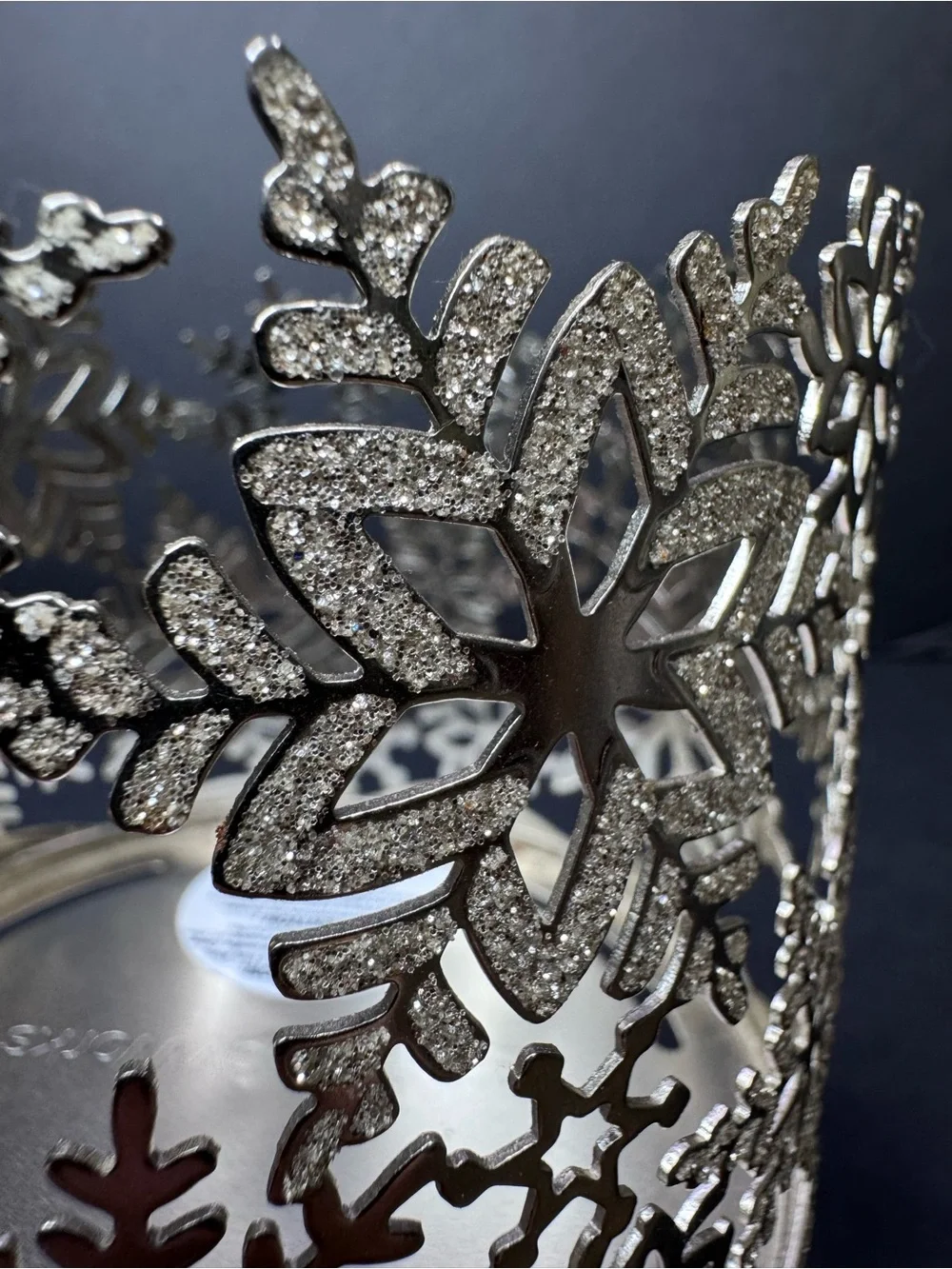 Bath & Body Works 3-Wick Candle Holders Set of 2 Silver Snowflake Bronze Leaf